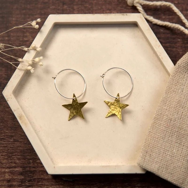 Small Assorted Shape Brass Earrings - SB008 - Uneeka